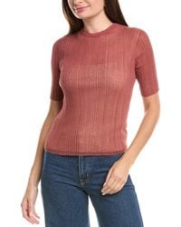 Vince - Double Layer Rib Elbow-Sleeve Sweater - Lyst