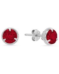 MaxColor - 14K 1.70 Ct. Tw. Lab-Grown Ruby Halo Studs - Lyst