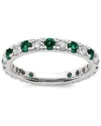 Lab Grown Gemstones - 14K 1.75 Ct. Tw. Lab-Grown Diamond & Lab-Grown Emerald Eternity Ring - Lyst