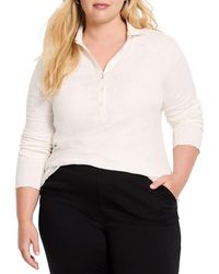 NIC+ZOE - Plus Lace Knit Collared Top - Lyst