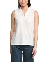 Anne Klein - Smocked Knit Ruffle Top - Lyst