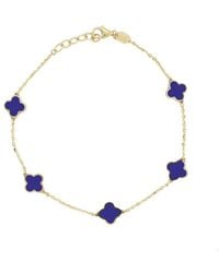 Italian Gold - 14K Lapis Clover Bracelet - Lyst