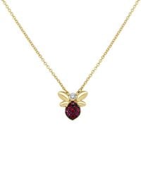 Sabrina Designs - 14k 0.35 Ct. Tw. Diamond & Ruby Pearl Bumble Bee Pendant Necklace - Lyst