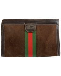 Gucci - Suede Shelley Line Clutch (Authentic Pre-Loved) - Lyst