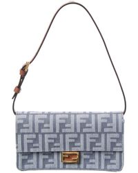 Fendi - Baguette Ff Denim & Leather Wallet On Chain - Lyst