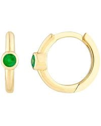 HAWLEY ST - 14K 0.06 Ct. Tw. Emerald Hoop Earrings - Lyst