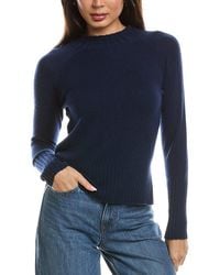 Forte - Rib Trim High-Low Funnel Neck 100% Cashmere Sweater - Lyst