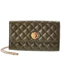 Versace - Medusa Quilted Leather Wallet On Chain - Lyst
