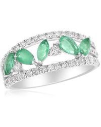 Monary 14k 1.38 Ct. Tw. Diamond Green Enamel Ring
