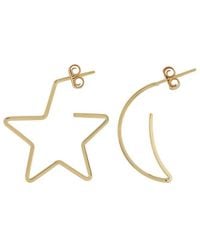 Jane Basch 14k Moon & Star Earrings - Metallic