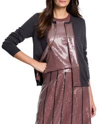 NIC+ZOE - Petite Sequin Trimmed Cardigan - Lyst