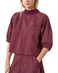 Lilla P - Knit Collar Twill Top - Lyst