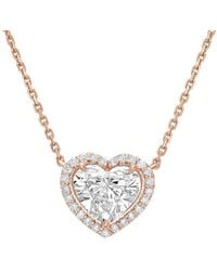 Diana M. Jewels - Diana M. 14K Rose 4.00 Ct. Tw. Lab-Grown Diamond Halo Pendant - Lyst