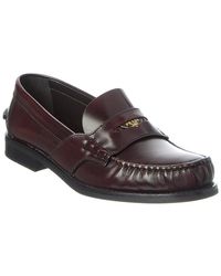Prada - Logo Brushed Leather Loafer - Lyst
