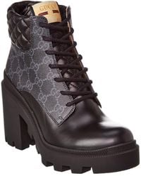 Gucci - GG Supreme Canvas & Leather Bootie - Lyst