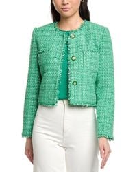 St. John - Tweed Boxy Jacket W/Fringe - Lyst