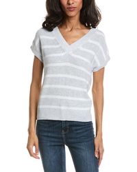 Forte - Stripe Cap Sleeve V-Neck Sweater - Lyst