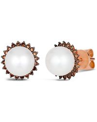 Le Vian - Le Vian 14k Rose Gold 0.30 Ct. Tw. Diamond & 8mm Pearl Studs - Lyst