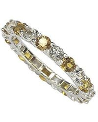 Suzy Levian - Silver 0.02 Ct. Tw. Diamond & Sapphire Eternity Ring - Lyst