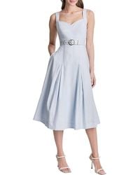 DKNY - Linen-Blend Midi Dress - Lyst