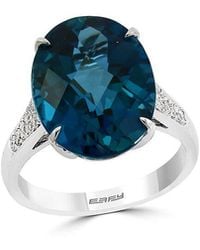 Effy Fine Jewelry - 14K 11.39 Ct. Tw. Diamond & London Topaz Ring - Lyst