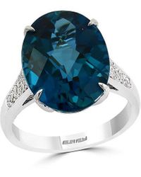 Effy Fine Jewelry - 14K 11.39 Ct. Tw. Diamond & London Topaz Ring - Lyst