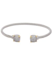 Juvell - 18K Two-Tone Plated Cz Twisted Cable Bangle Bracelet - Lyst