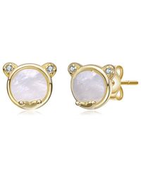 Rachel Glauber - 14K Plated Pearl Cz Stud Earrings - Lyst