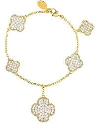 Rivka Friedman - 18K Plated Cz Clover Bracelet - Lyst