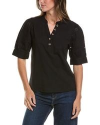 Cece - Elbow Puff Sleeve Mixed Media Top - Lyst