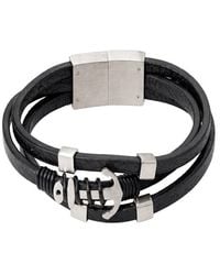 jean claude - Leather & Stainless Steel Bracelet - Lyst