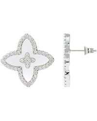 Adornia - Plated Mother Of Pearl Statement Flower Stud Earrings - Lyst