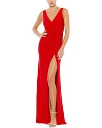 Mac Duggal - Faux Wrap Sleeveless V Neck Gown - Lyst