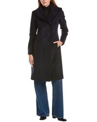 Sofiacashmere - Sofiacashmere Round Collar Wool & Cashmere-Blend Coat - Lyst