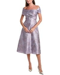 Teri Jon - Metallic Jacquard Off-Shoulder Fit N Flare Dress - Lyst