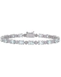 Rina Limor - Silver 7.22 Ct. Tw. Diamond & Aquamarine Tennis Bracelet - Lyst