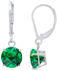 MaxColor - Silver 1.40 Ct. Tw. Lab-grown Emerald Dangle Earrings - Lyst