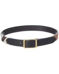 Burberry - Check Canvas & Leather Belt - Lyst