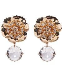 Carolina Herrera - Cz Metal Flower Crystal Drop Earrings - Lyst