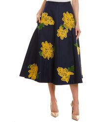 Michael Kors Wool & Silk-blend A-line Skirt - Blue