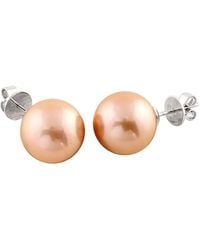 Splendid - Rhodium Plated Silver 13-14mm Freshwater Pearl Studs - Lyst