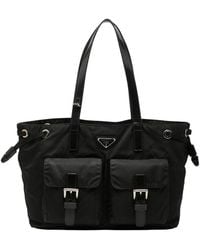 Prada - Nylon Triangle Logo Plate Handbag (Authentic Pre-Loved) - Lyst