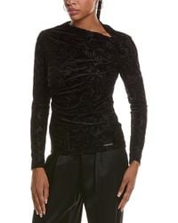 Halston - Velvet Paisley Long Sleeve Boat Neck Top - Lyst