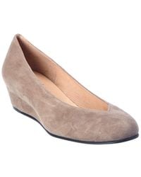 French Sole Cubic Suede Wedge - Grey