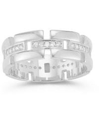 Chloe and Madison - Silver Cz Bold Link Ring - Lyst