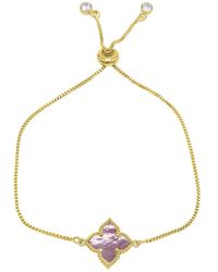 Adornia - 14k Plated Pearl Floral Adjustable Bolo Bracelet - Lyst