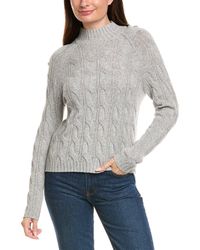 Kier + J - Kier + J Mock Neck Cable Wool & Cashmere-Blend Sweater - Lyst