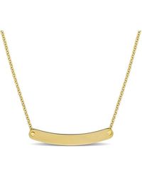 Italian Gold - 14K Bar Curve Id Necklace - Lyst