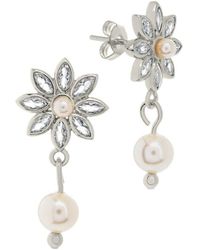 Sterling Forever - Rhodium Plated 3mm-6mm Pearl Cz Esti Drop Studs - Lyst