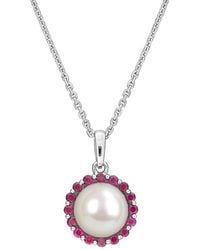 Rina Limor - 0.32 Ct. Tw. Ruby & 8-8.5 Mm Pearl Halo Necklace - Lyst